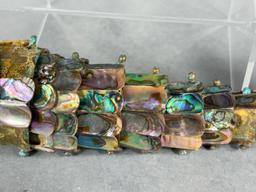 Two Unusual Retro Vintage Articulated Mexican Shell Abalone Fish