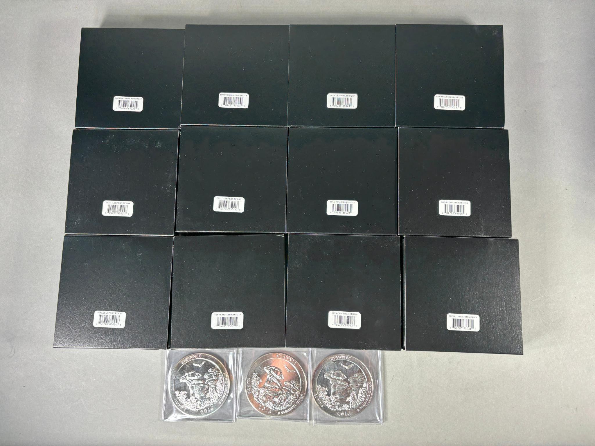 Group of 15 US Mint 5 Oz Silver Coins 75 oz Total