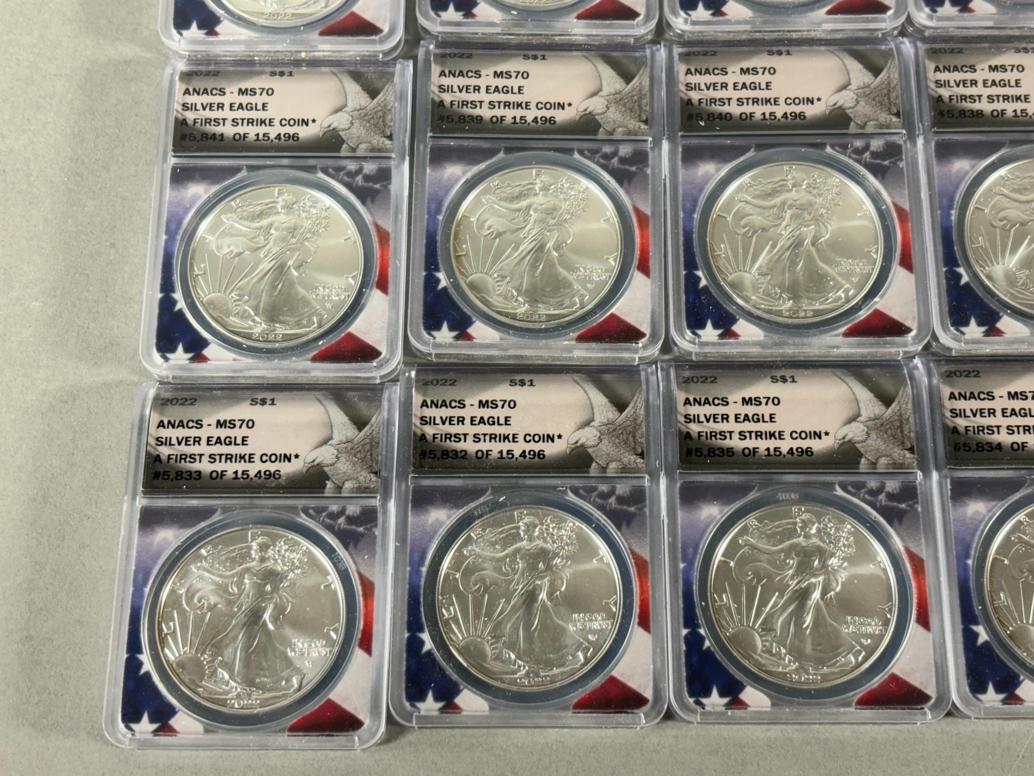 Group Lot of 20 Liberty Silver Dollar Coins ANACS Graded