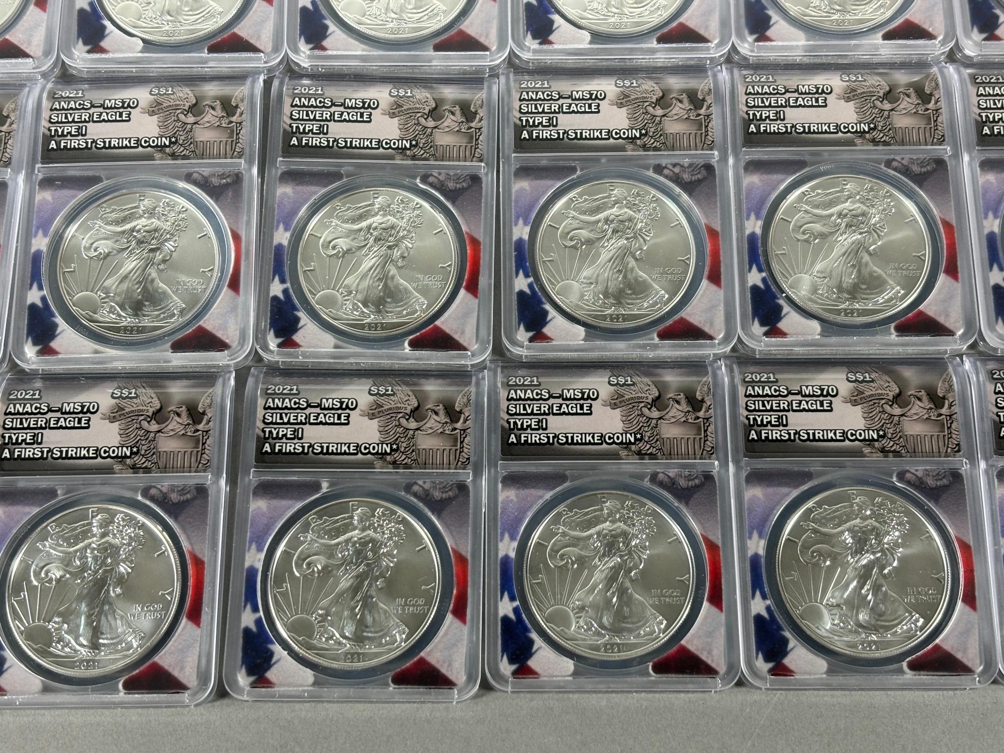 Group Lot of 18 Liberty Silver Dollar Coins ANACS Graded