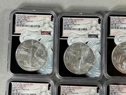 Group Lot of 8 US Silver Dollar Coins NGC Graded