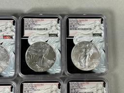 Group Lot of 8 US Silver Dollar Coins NGC Graded