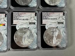 Group Lot of 8 US Silver Dollar Coins NGC Graded