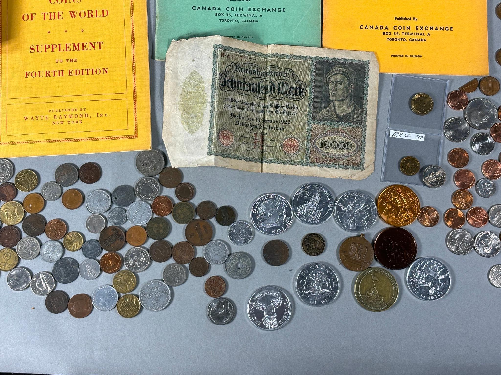 Large Lot Foreign and US Coins Banknotes and More