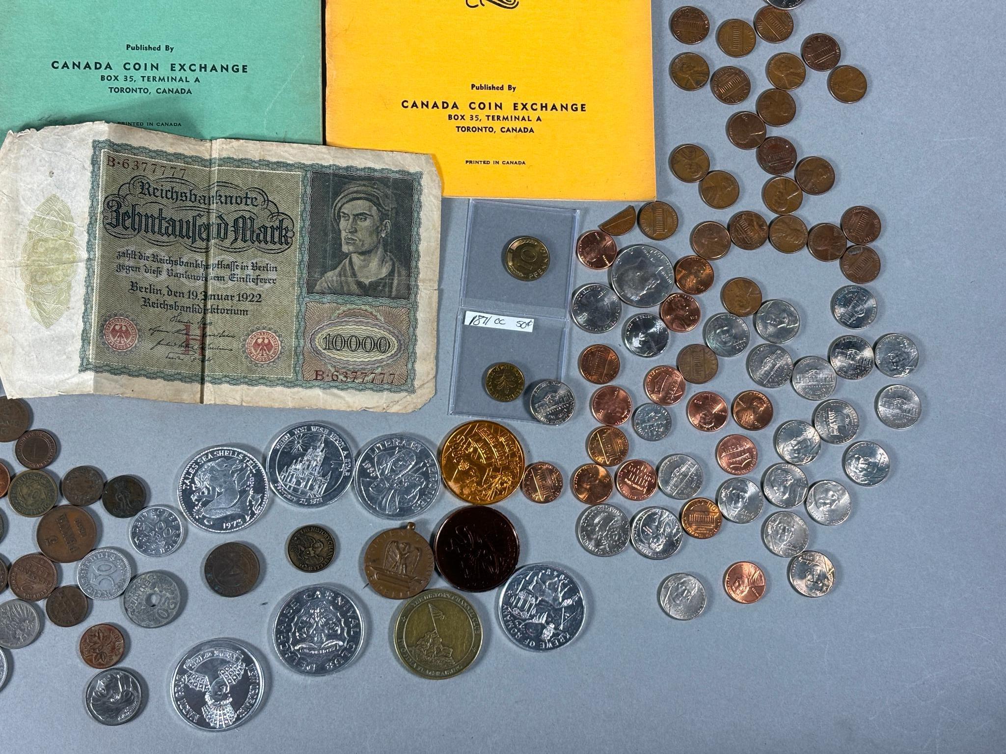 Large Lot Foreign and US Coins Banknotes and More