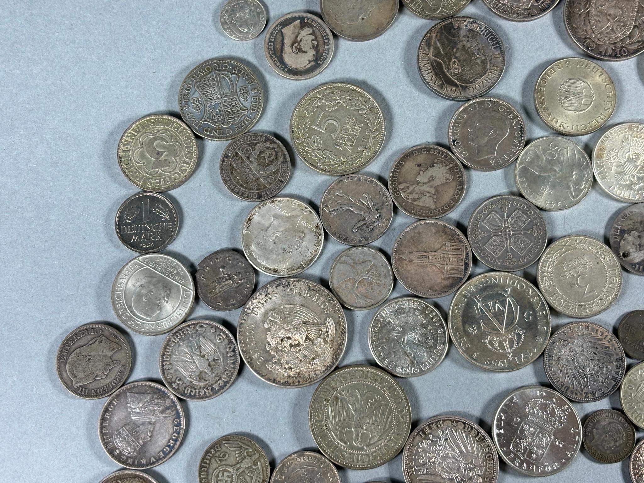 Large Lot of Mostly Silver Coins Foreign and US