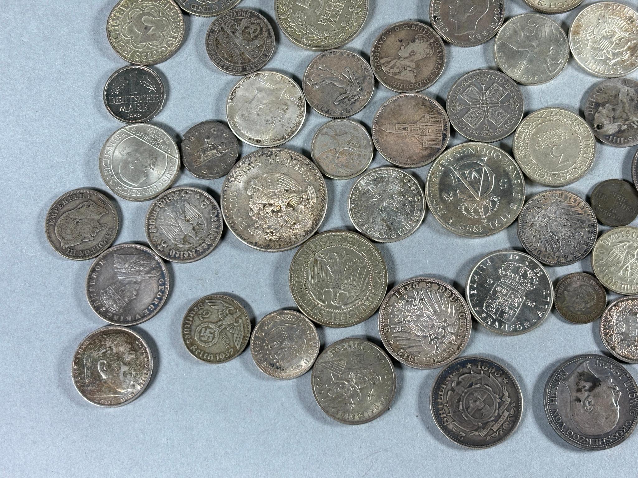 Large Lot of Mostly Silver Coins Foreign and US