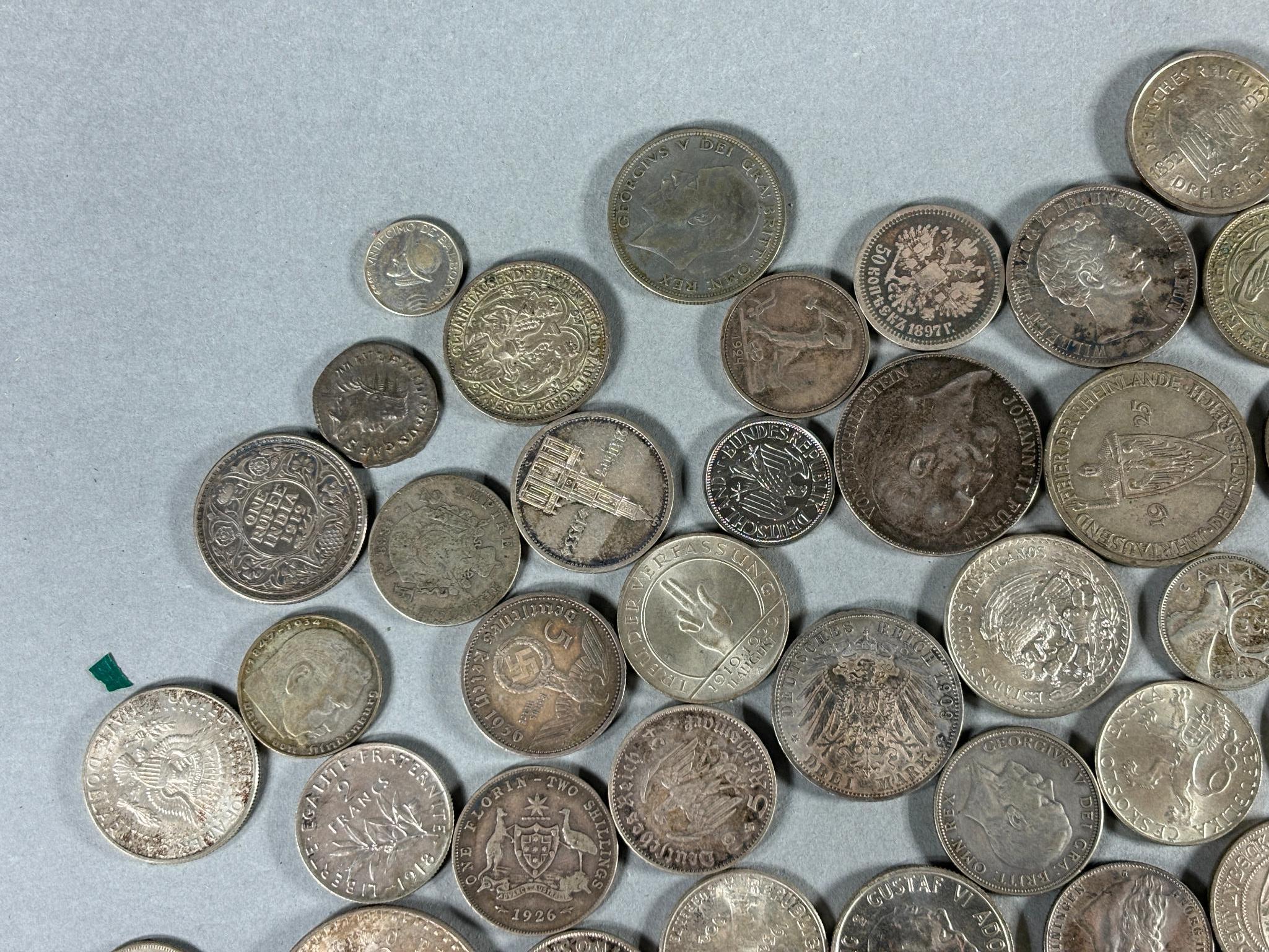 Large Lot of Mostly Silver Coins Foreign and US