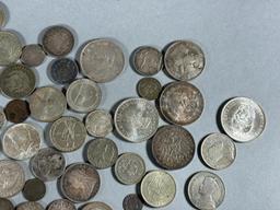 Large Lot of Mostly Silver Coins Foreign and US
