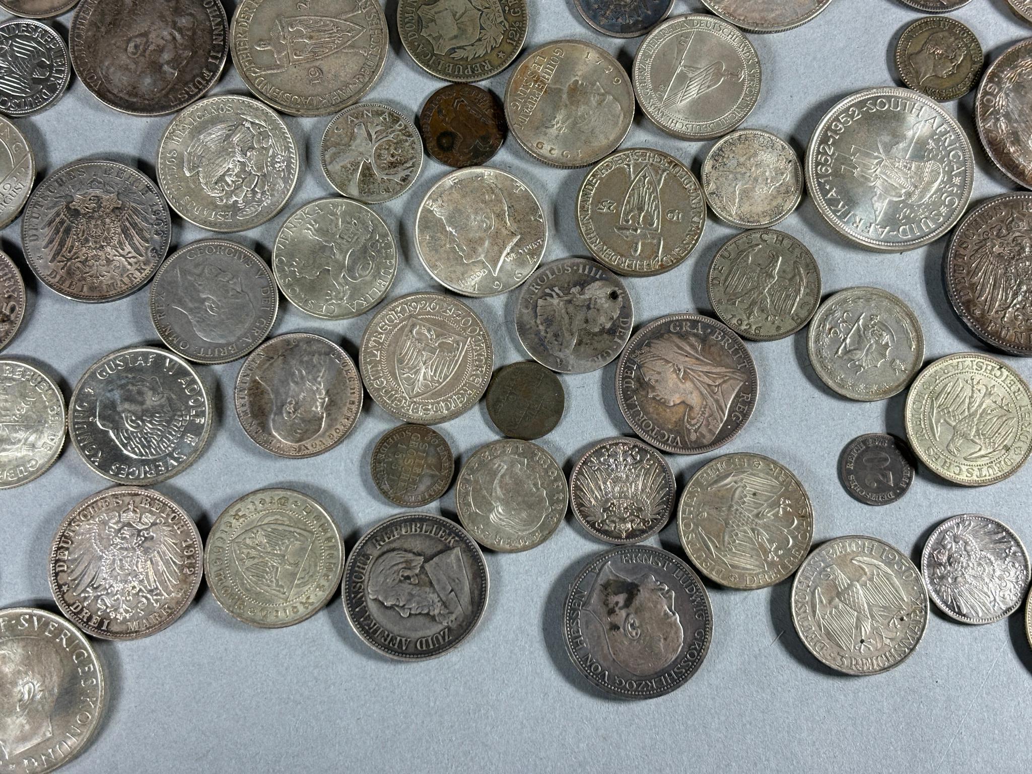 Large Lot of Mostly Silver Coins Foreign and US