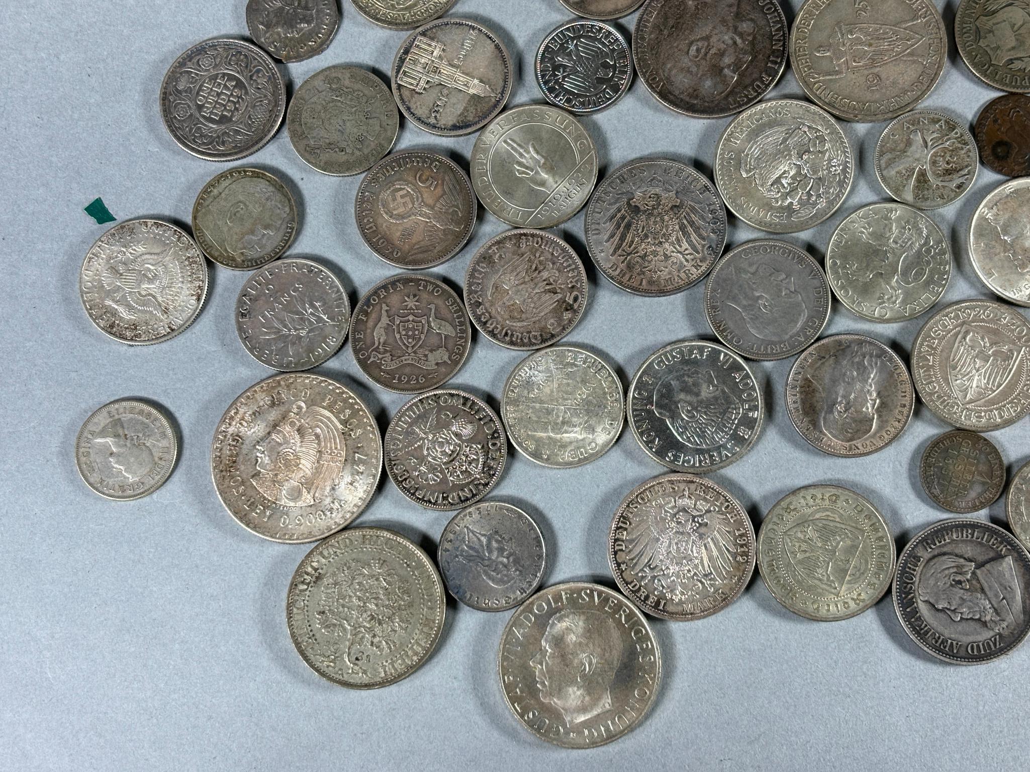 Large Lot of Mostly Silver Coins Foreign and US