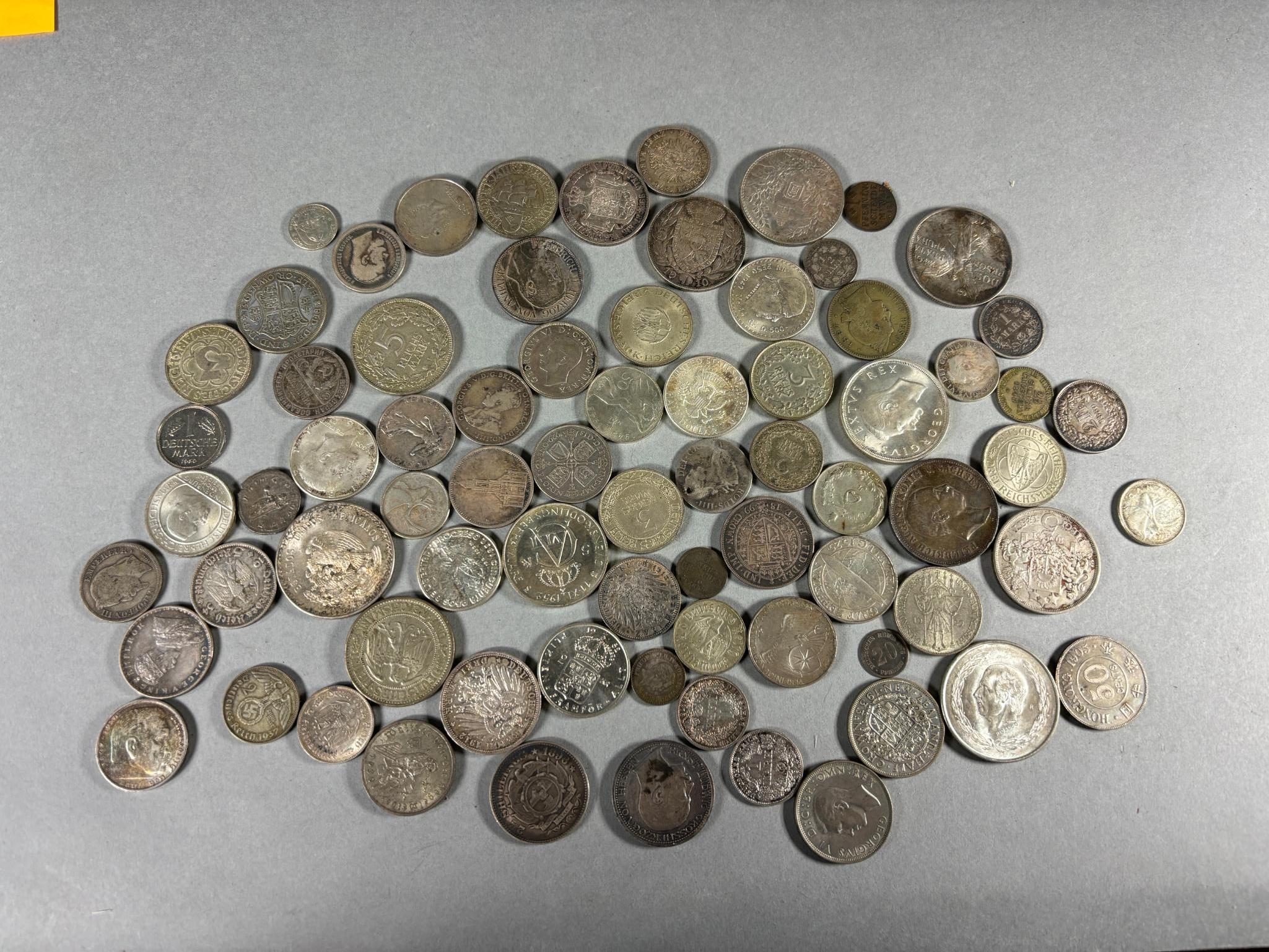 Large Lot of Mostly Silver Coins Foreign and US