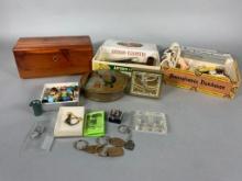 Vintage Nude Novelty Item, Marbles, Dice, Trinket Boxes, Key Chains & More
