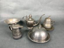 Antique Pewter Sternau & Co, Oil Lamp Filler, WEB Domed Butter Dish, Creamer & More