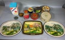 Group Lot of Vintage Advertising Tins, Trays