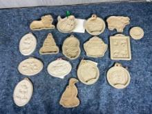 16 Vintage Cookie Molds including Mermaid, Lion, Santa, Pig, Duck and More