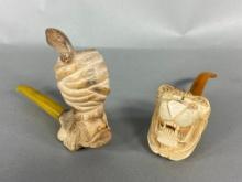 Two Antique Meerschaum Pipes Sultan & Lion