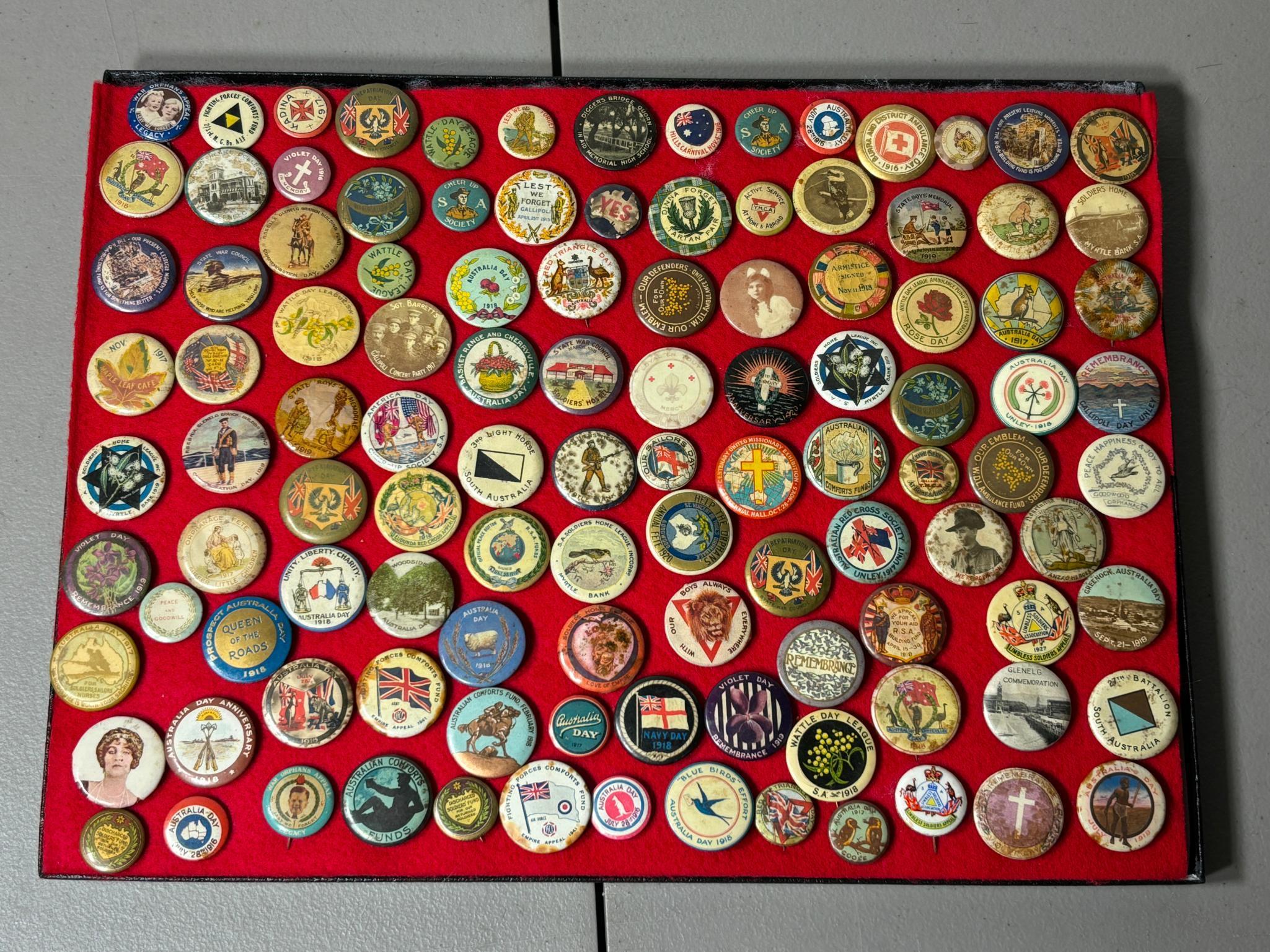 WWI AUSTRALIAN 112 PINBACK BUTTON BADGE LOT