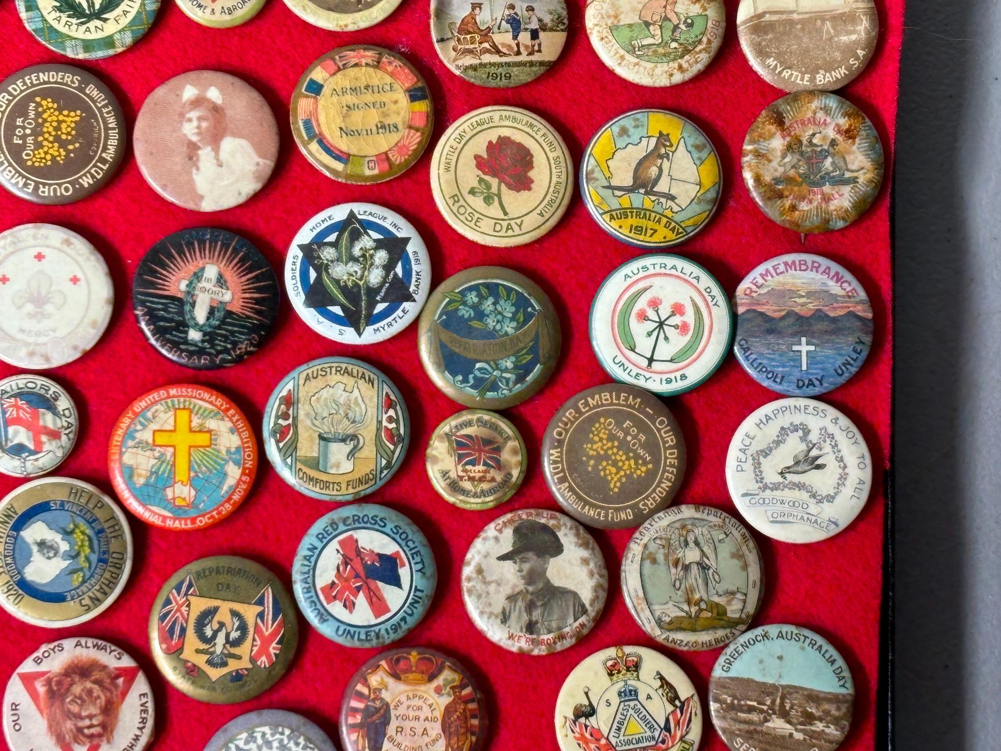 WWI AUSTRALIAN 112 PINBACK BUTTON BADGE LOT