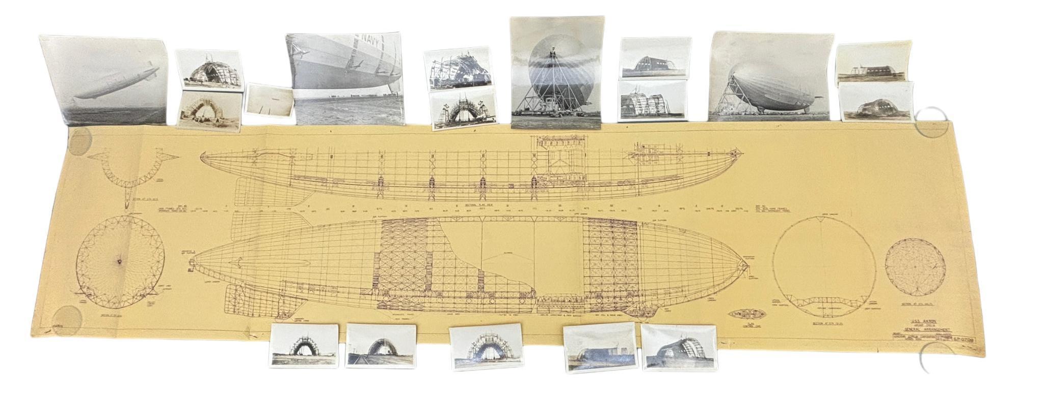 U.S.S. AKRON AIRSHIP BLUEPRINTS, PHOTOS & FABRIC