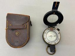 WWII BRITISH 1943 MKIII COMPASS & LEATHER CASE