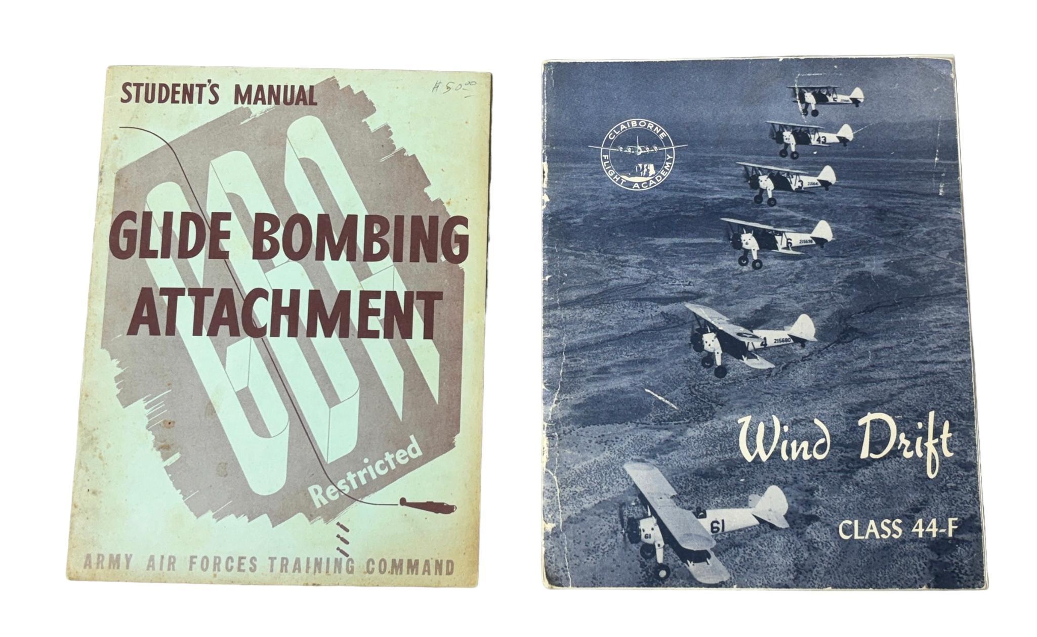 WW2 AAF RESTRICTED TRAINING MANUALS GLIDE BOMBING ATTACHMENT, WIND DRIFT, MISC. EPHEMERA