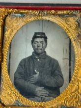 CIVIL WAR TINTYPE SOLDIER "TAKEN IN THE FIELD"