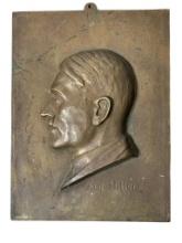 WWII NAZI GERMAN ADOLF HITLER METAL WALL PLAQUE