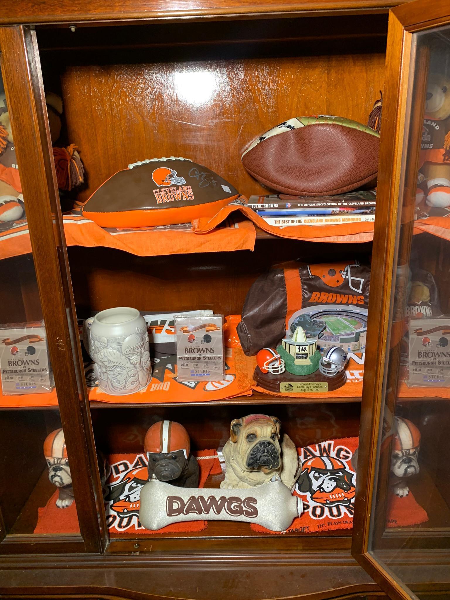 Basement Area Contents - Large Group of Cleveland Brown Memorabilia, TV,