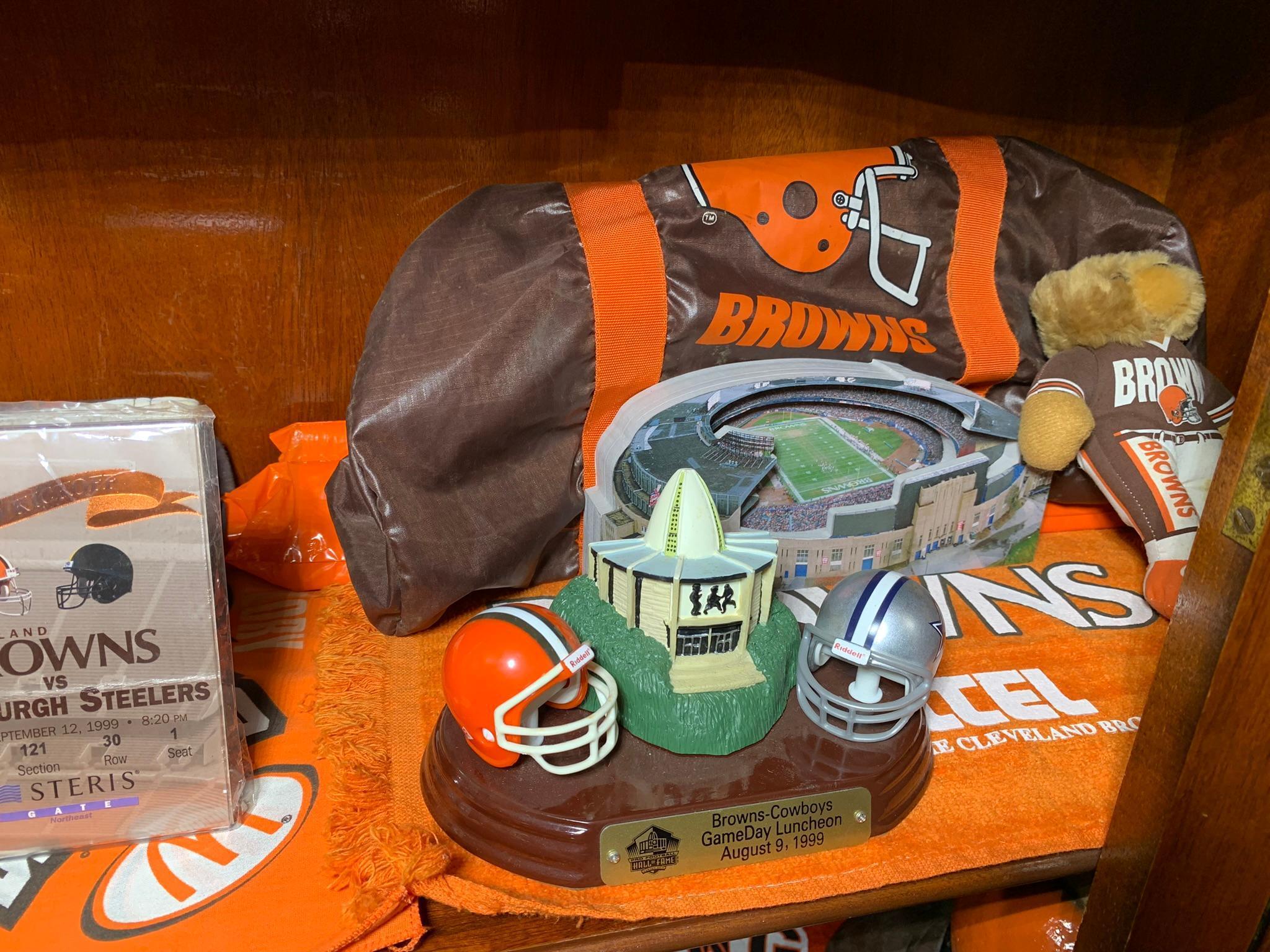 Basement Area Contents - Large Group of Cleveland Brown Memorabilia, TV,