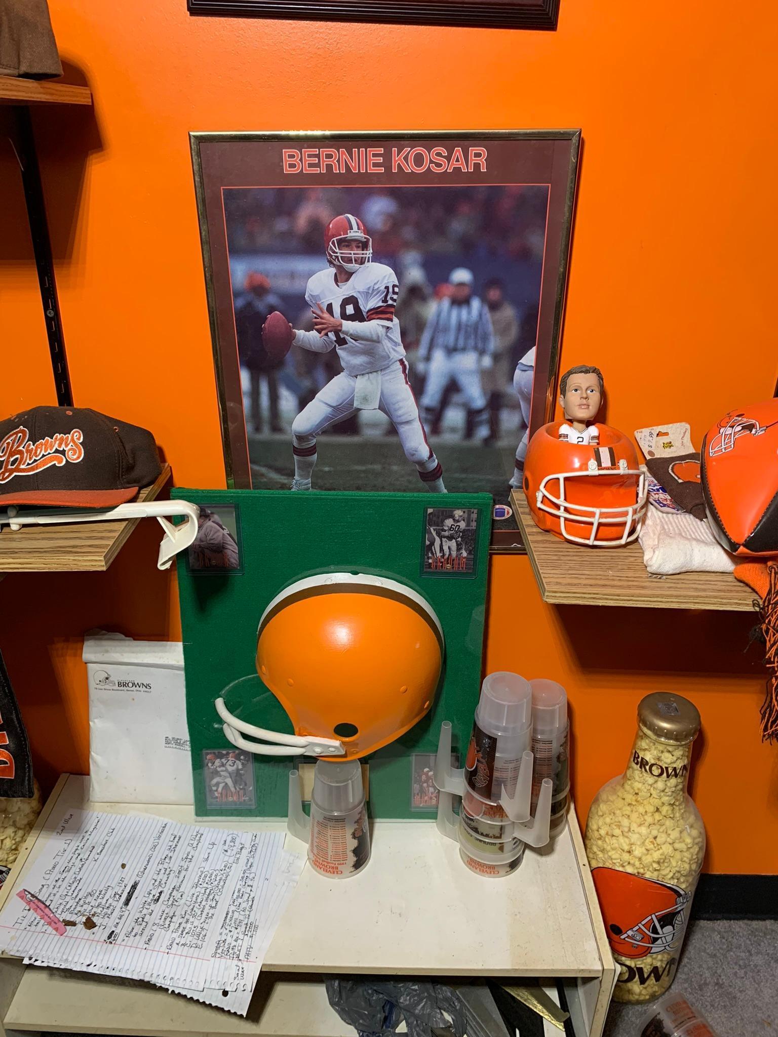 Basement Area Contents - Large Group of Cleveland Brown Memorabilia, TV,