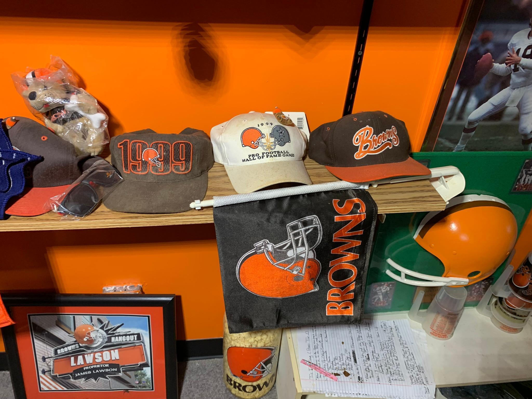 Basement Area Contents - Large Group of Cleveland Brown Memorabilia, TV,