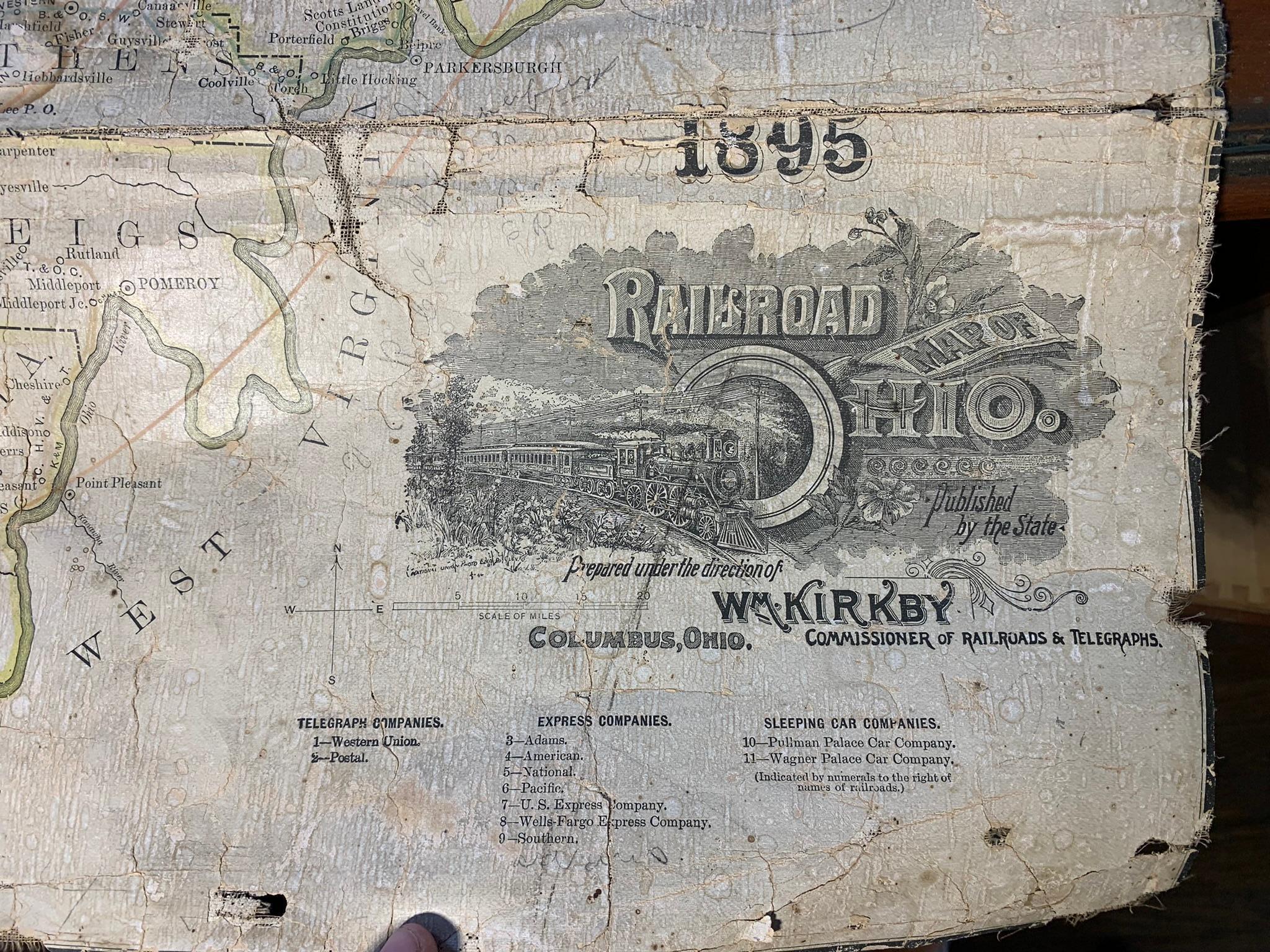 1895 Ohio Railroad Map on Canvas Map