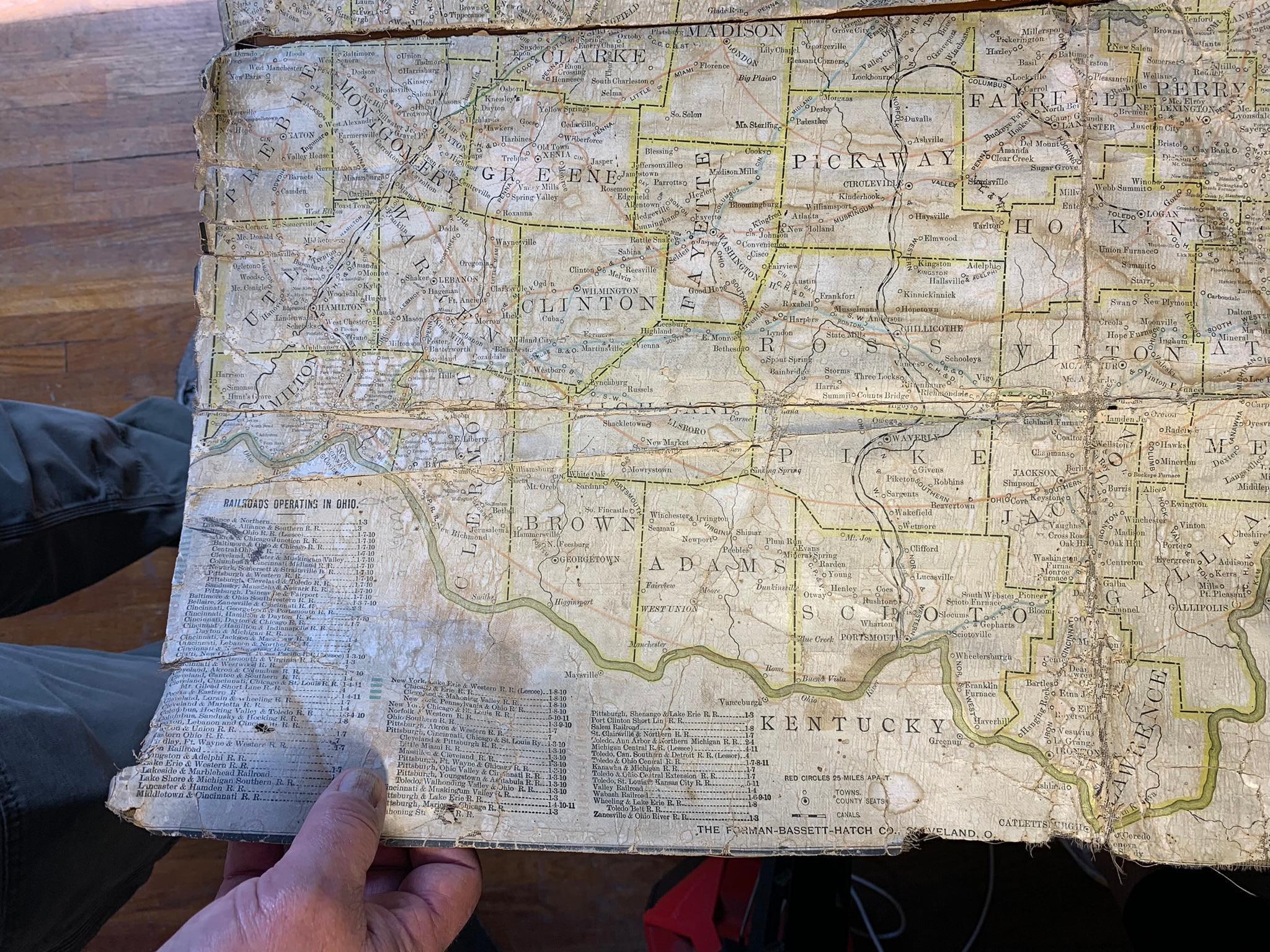 1895 Ohio Railroad Map on Canvas Map