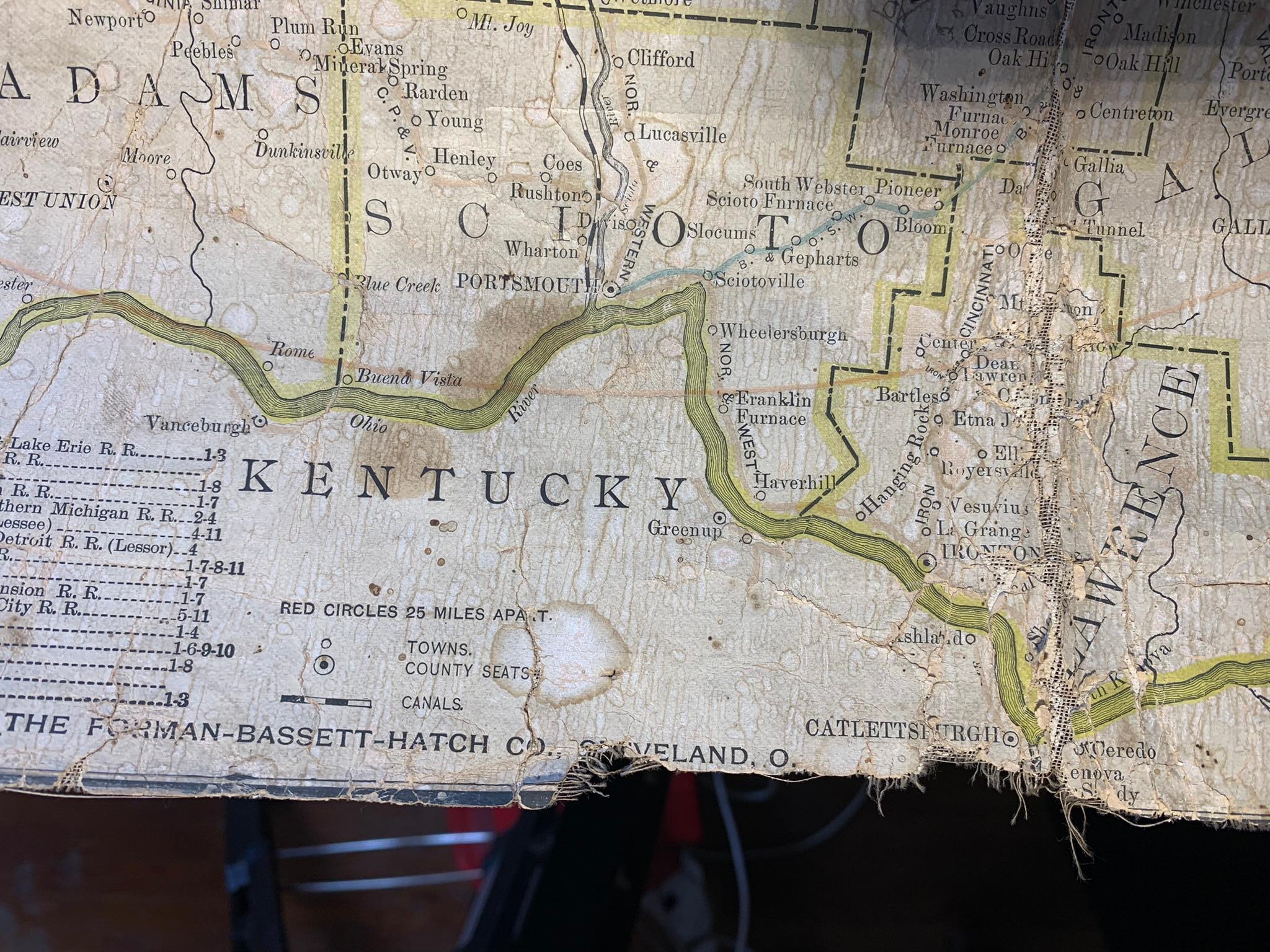 1895 Ohio Railroad Map on Canvas Map