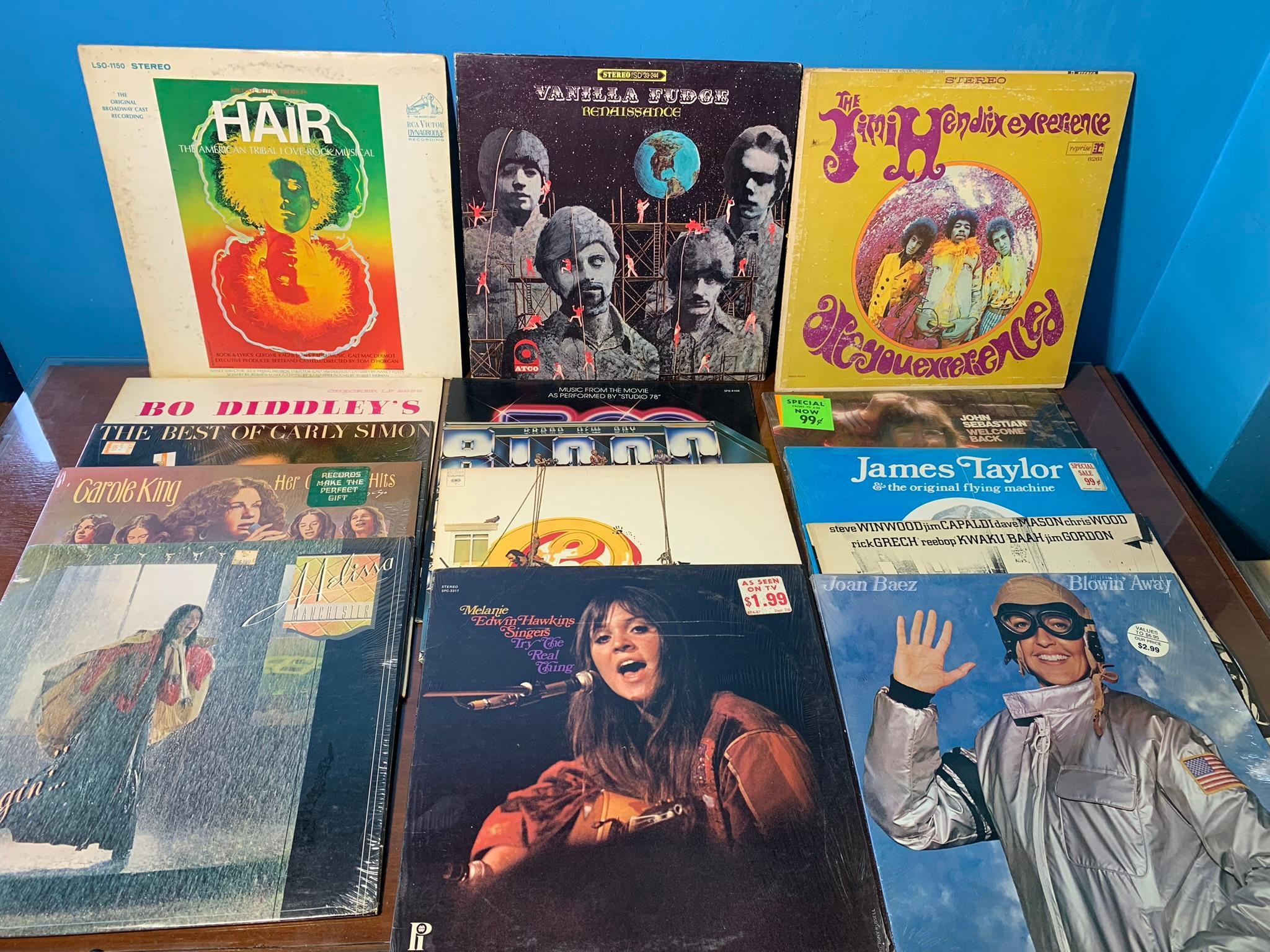 Group of 15 Records - Hair, Jimi Hendrix, Vanilla Fudge, Melanie, Carole King & More