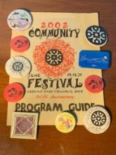 Columbus Ohio Community Festival "Comfest" Program Guide and Buttons