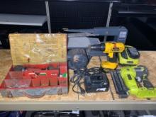 Group of Tools - Craftsman Scroll Saw, Hilti Fastener in Box with Accessories, Ryobi Nailer & More