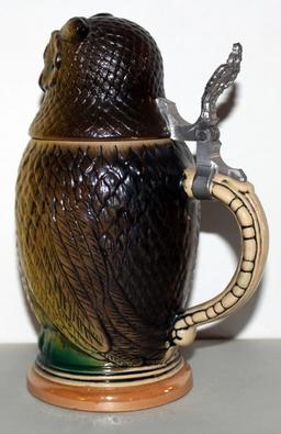 German figural stein Owl "Germany 740"; 8" high