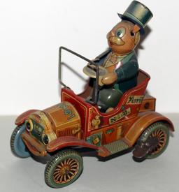 "Grandpa's New Car" windup tin litho toy in