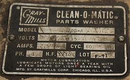 GRAY-MILLS Clean-O-Matic parts washer