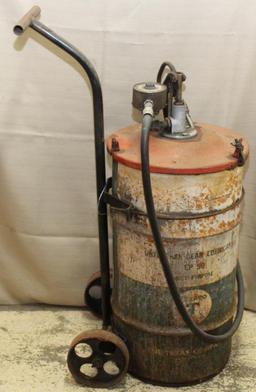 Lubricant dispenser/hand truck with meter,