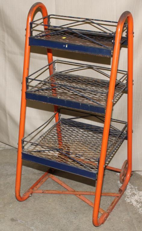 metal stand w/3 open mesh shelves, 40" high,