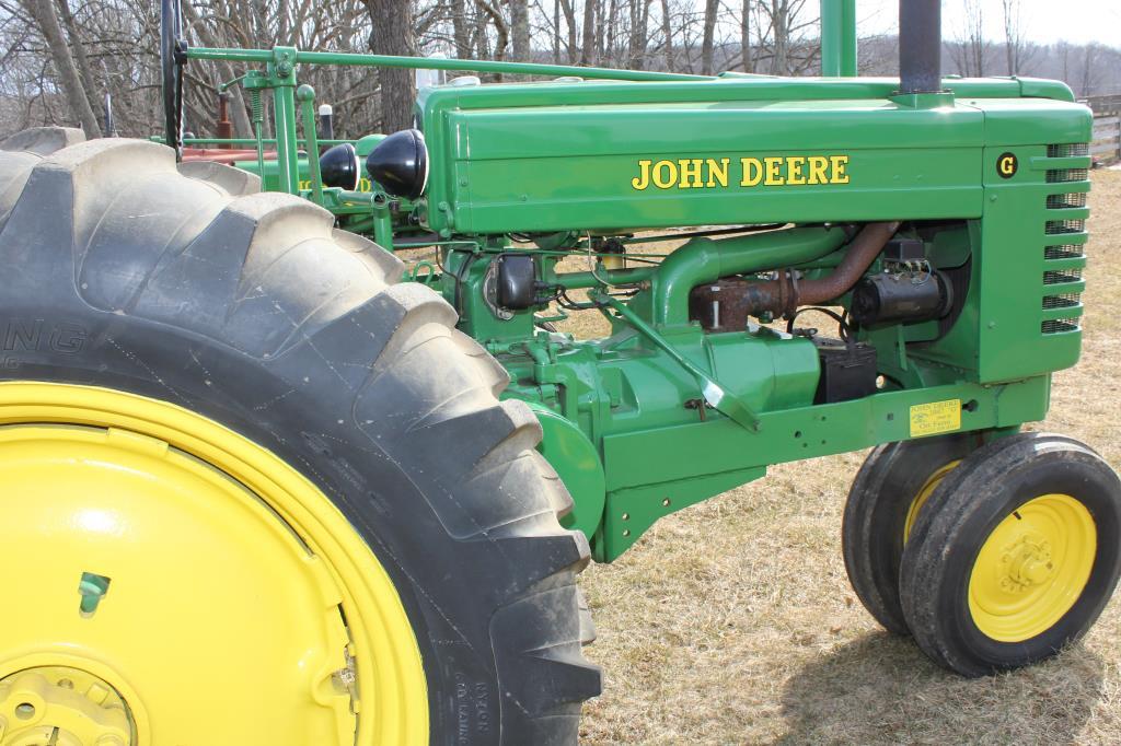 1947 JD G tractor, new paint, Serial No. 25616,