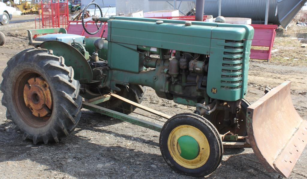 1950 JD M tractor w/front blade, Serial No. 42432