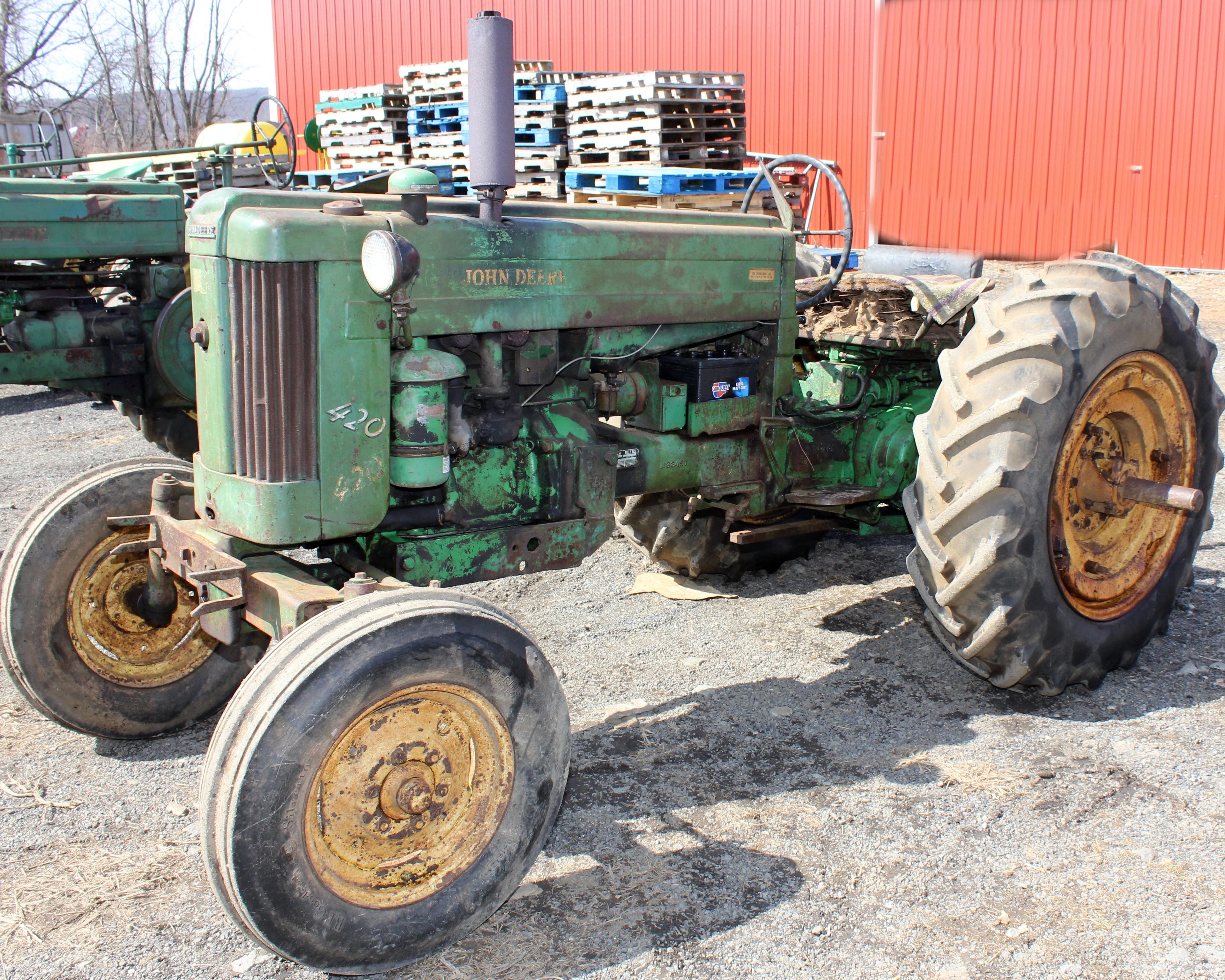 1956 JD 420 tractor, wf, 3 pt., Serial No. 82949