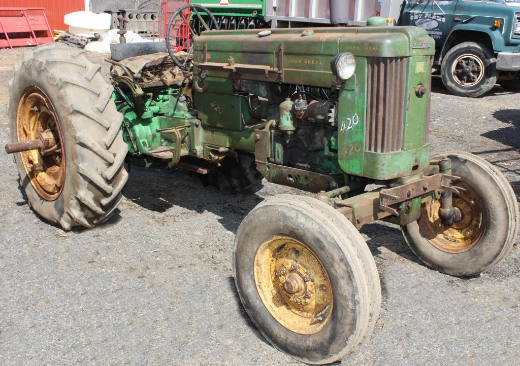 1956 JD 420 tractor, wf, 3 pt., Serial No. 82949