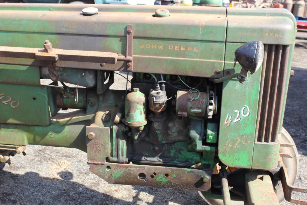 1956 JD 420 tractor, wf, 3 pt., Serial No. 82949