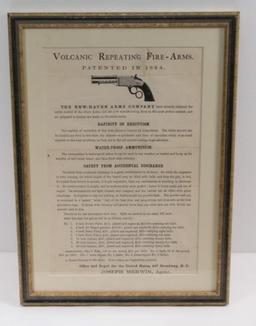 Original Period Volcanic Repeating Fire-Arms advertising broadside.