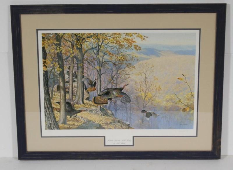 "Autumn Descent-Wild Turkeys" framed print by Ned Smith, signed 196/950, 34"x26"